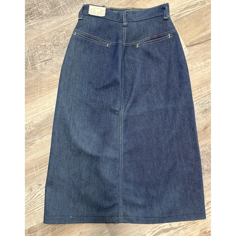 VTG Denim Blue Jean‎ Denim Maxi Wrap Skirt Womens Western Cowgirl Bareback NOS
